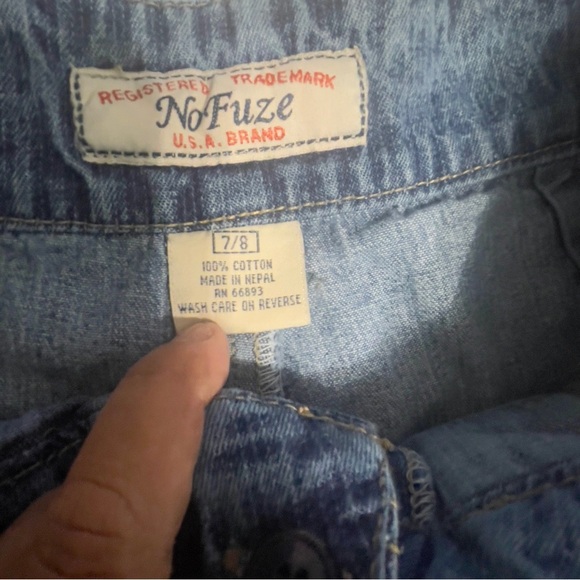 Y2K Vintage 90s "No Fuze" denim Capri 90s low waist Grunge Hippy Sz 7/8 - Picture 6 of 8